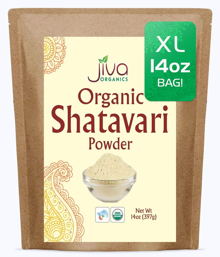 Jiva Organic Shatavari Organico Polvere 14 Ounce Bulk Bag - Asparagus racemosus - Pure Ayurvedic Herb