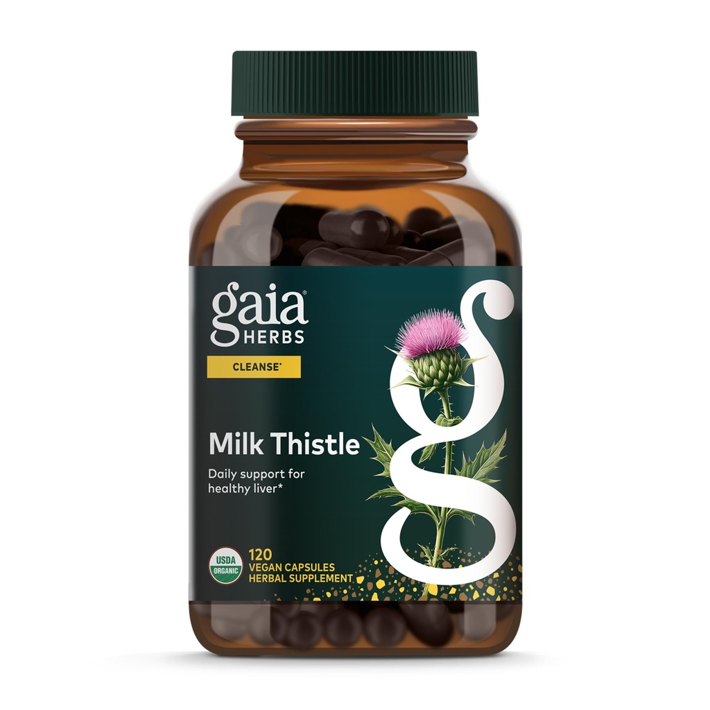 Gaia Herbs Milk Thistle - Supplemento al fegato & Cleanse Supporto per aiutare a mantenere la funzione di fegato sano* - 120 capsule vegane (alimentazione di 40 giorni)