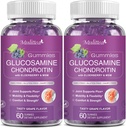 Mulittea Glucosamine Chondroitin Gummies - Supplemento di supporto congiunto extra-forza con MSM & Elderberry per giunto naturale, supporto immunitario antiossidante per adulti, uomini e donne-sgar-Free (2 Confezione)