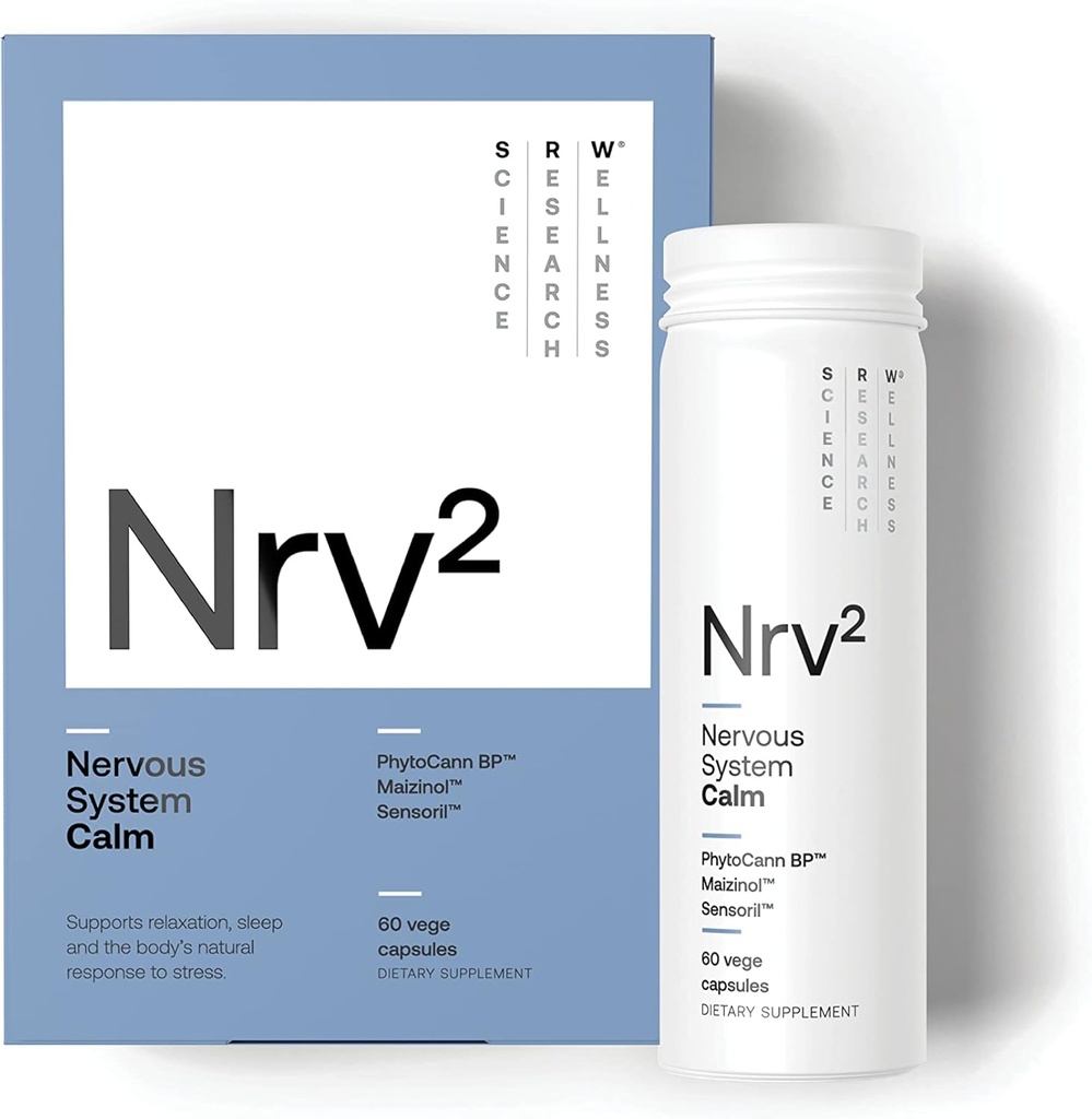 SRW Laboratories Nrv2 Calm | Stress & Sleep Supplement | Stress Relief Supplement | Supports Nervous System & Stress Response, Calmness, Rest & Relax | 60 Capsule