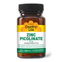 Vita di paese Zinc Picolinate 25 mg - Supplemento di zinco di assorbimento superiore per il supporto immunitario, Salute della prostata e benessere cellulare - Certificato senza glutine, Vegan & Halal, Non OGM - 100 Tavole