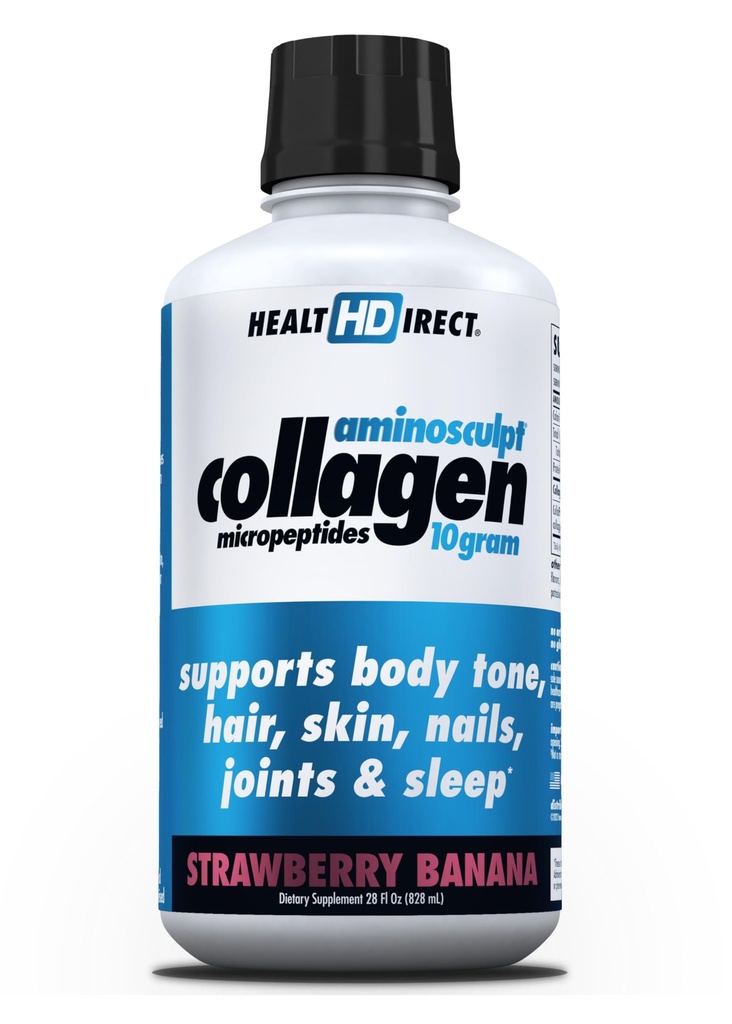 DIRETTA HEALTH – Micropept del collagene liquido di AminoSculpt – 28 Oz – 28 Serve – 10 Grammi di Collage liquido per le donne – Banana di fragola