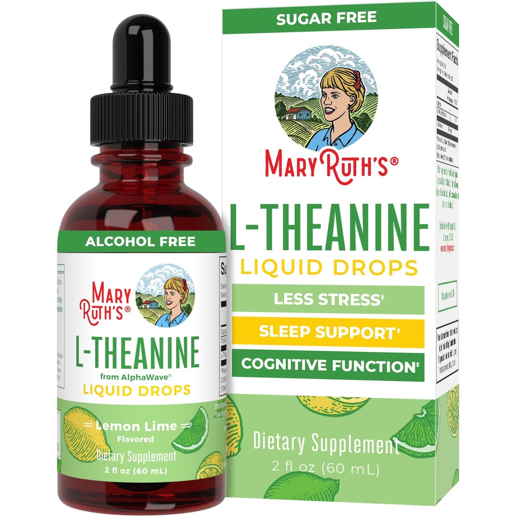 L Theanine 200mg Liquid Drops | Mood Support for Adults & Kids | Focus Supplement | Natural Sleep Support | Vegan | Non OGM | Gluten Free | 30 Serve