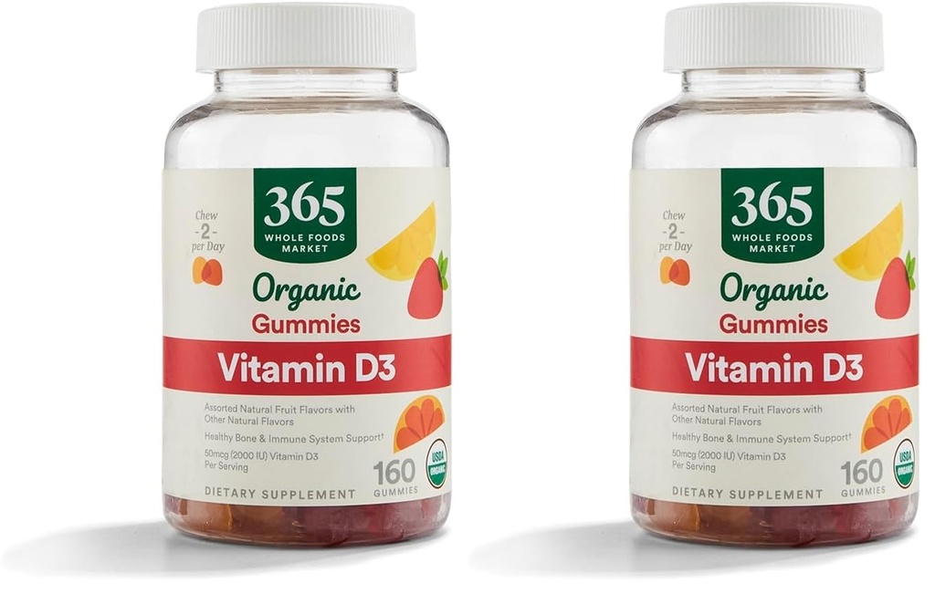 365 da Whole Foods Market, Organic Vitamin D3 Gummy, 160 Count (Pack of 2)