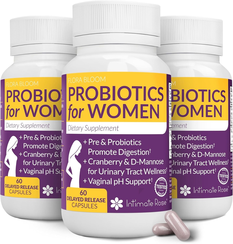 Probiotici per le donne- 3 Pack(180 capsule) - Ultimate Flora Bloom Probiotic Supplemento per le donne - Healthy Vaginal Odor Probiotic - Formula per pH Balance, UTI, BV & GBS Relief