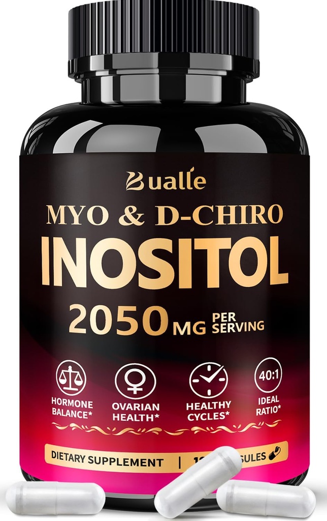 Bualle Myo-Inositol & D-Chiro Inositol Supplemento (40:1) Miscela per sostenere l'equilibrio dell'ormone per le donne