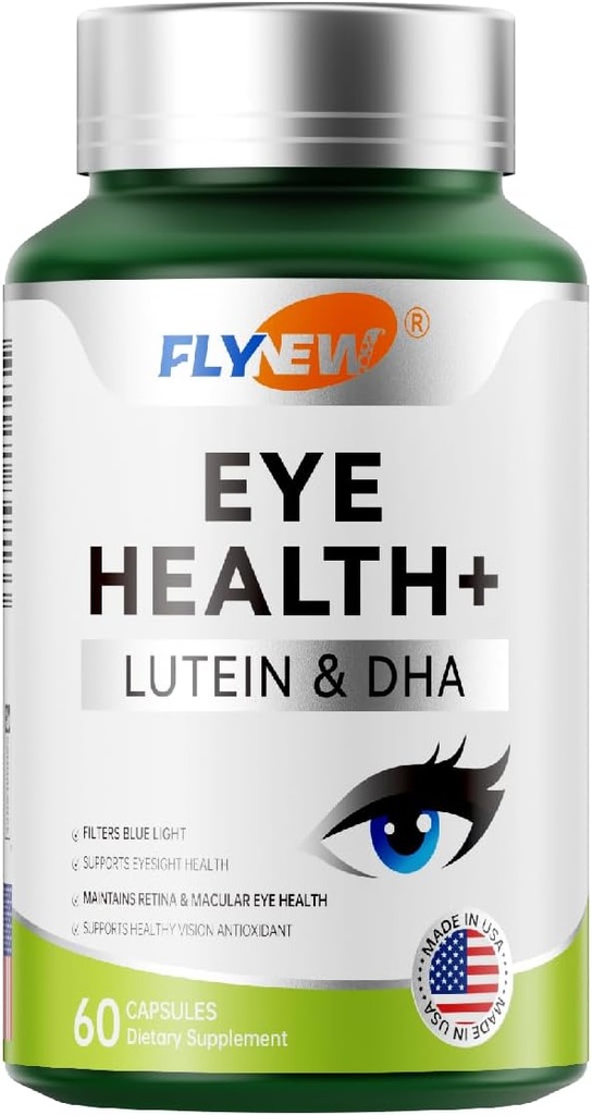 Eye Health Supplement, Cura degli occhi con Lutein& DHA, Anthocyanin Rich Blueberry Extract, Zeaxanthin da Marigold Flower Extract丨Made in USA 60 capsule