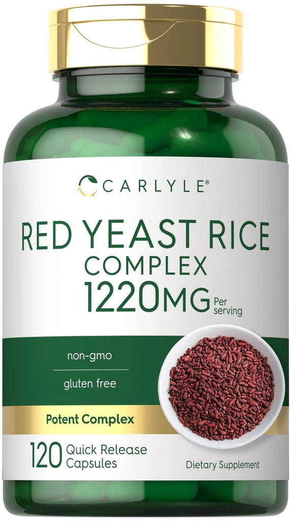 Carlyle Red Yeast Rice Complex | 1220mg | 120 capsule | con Policosanol | Non OGM e Gluten Supplemento gratuito