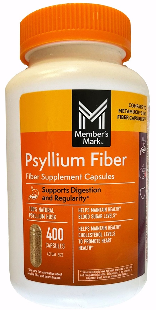 Mark 100% Natural Psyllium Husk Fiber Capsule, Salute Digestiva, 400 Conte (Pack of 1)