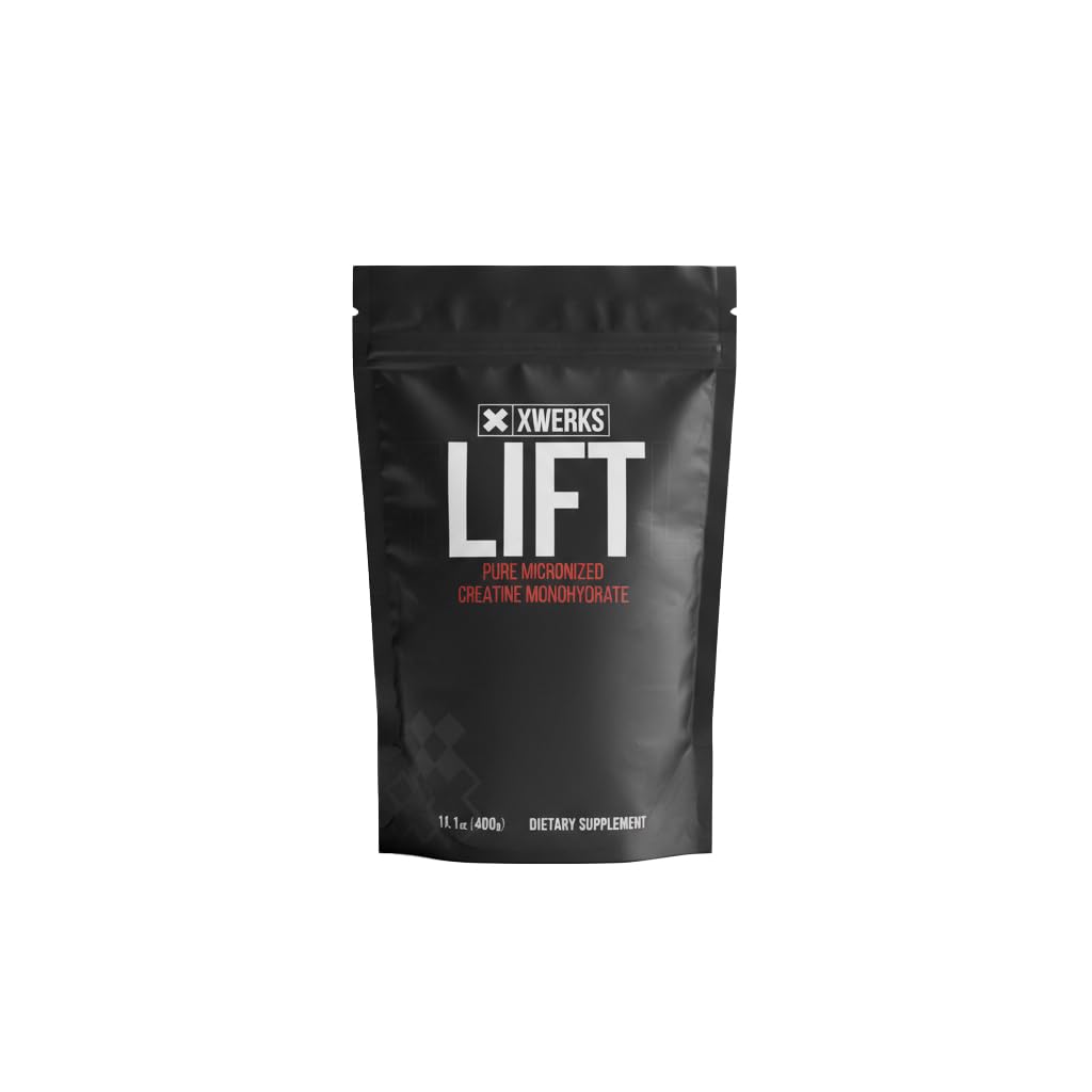 Xwerks Lift Micronized Creatine Monohydrate Powder, Unflavored, 80 Servings, 100% puro naturale 5000mg Creatina Formula, supplemento di guadagno di massa altamente solubile, pre allenamento per il recupero della crescita del muscolo