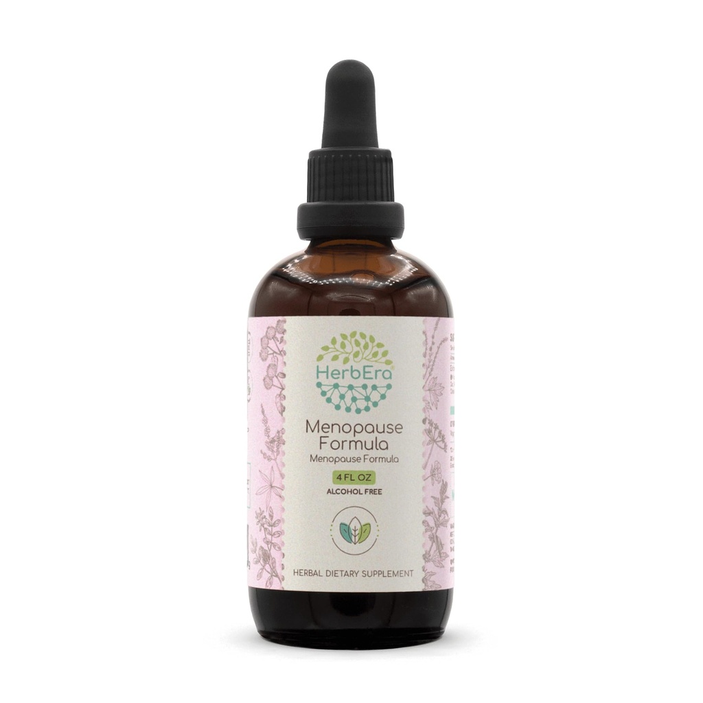 HerbEra Menopause Formula B120 Alcohol-Free Extract Tincture, Concentrated Liquid Drops Natural Vitex Berry, Liquirizia Root, Motherwort, Dong Quai Root, Burdock Root, Black Cohosh Root. 4 Fl Oz