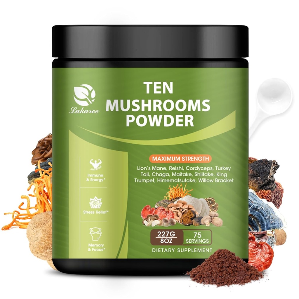 14 in 1 Mushroom Polvere per la cottura del caffè, 8 oz Mushroom Supplemento con Lions Mane, Chaga, Reishi, Turchia Tail, Cordyceps Mushroom Extract Powder, ecc, Mushrooms Blend per l'energia del cervello immunitario