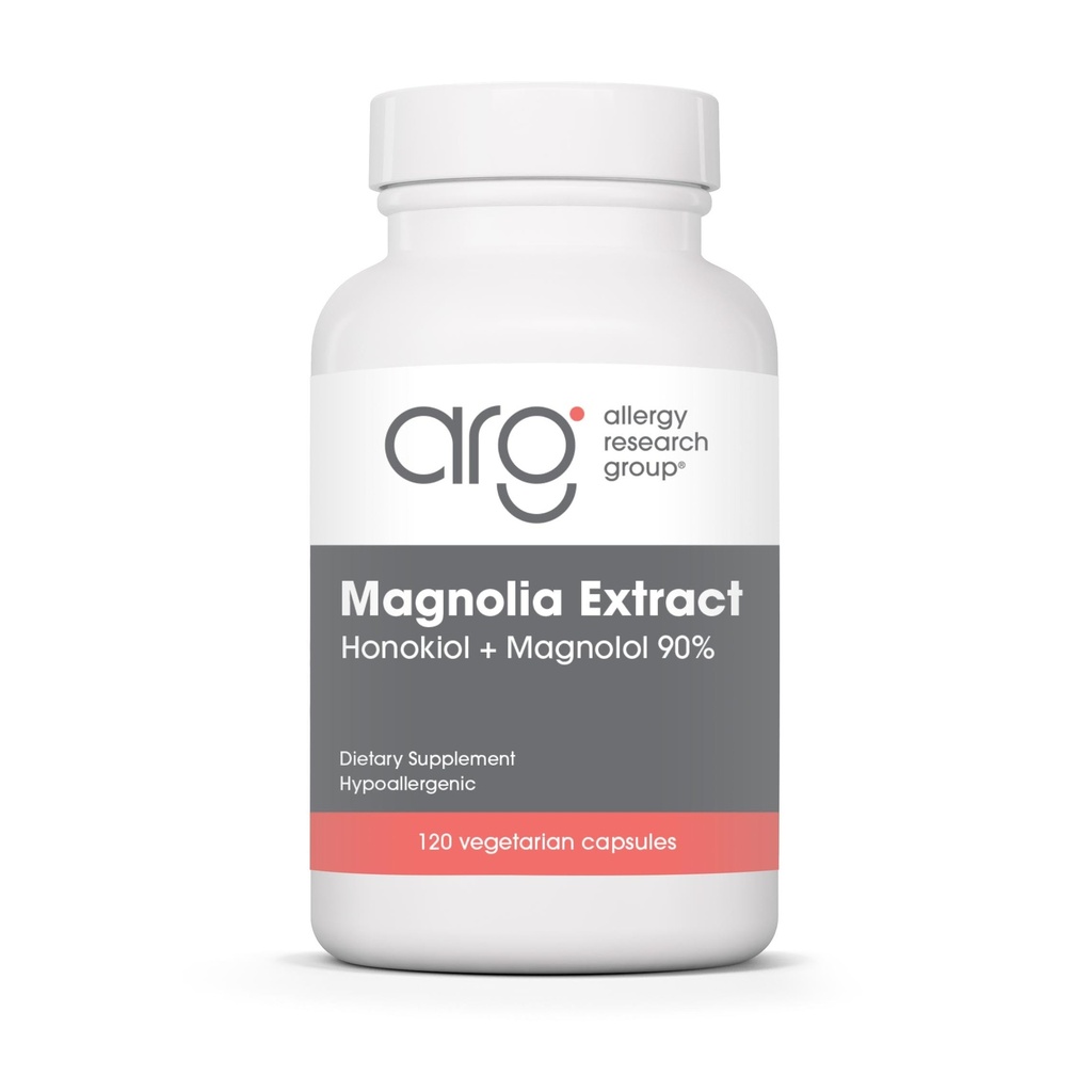 Allergy Research Group Magnolia Extract Integratore alimentare - Stress Sleep Support, Cortisol Balance, Honokiol, Magnolia, Hypoallergenic, Capsule Vegetariani, Gluten Free - 120 Count