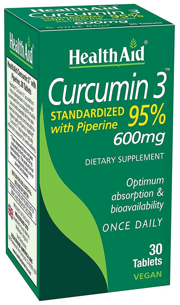 Curcumin Complex 600 mg, 30-Count | Estratto di curcuma con bioperina per assorbimento potenziato, 95% Curcuminoidi | Vegan, Daily Joint & Immune Support Supplement
