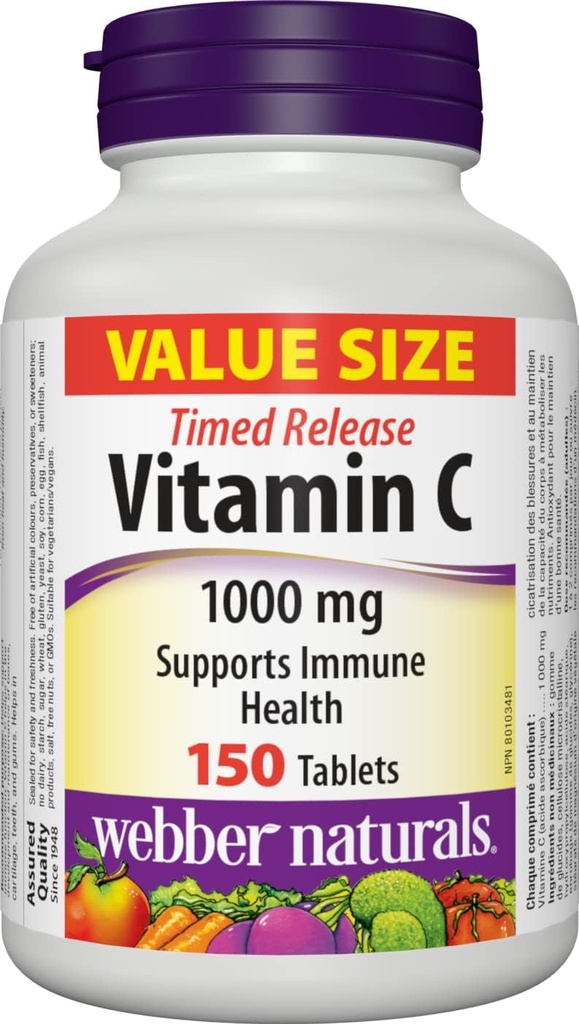 Webber Naturals Vitamina C Time Release 1000 mg, 150 compresse