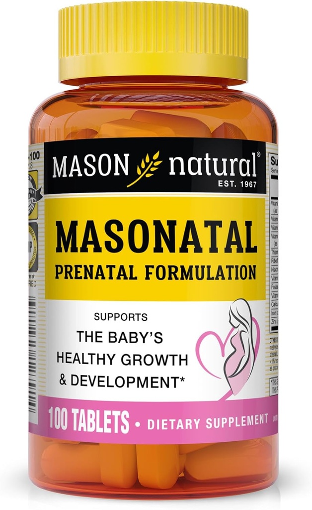 Formulazione prenatale naturale masonatale MASON - Multivitamina prenatale e postnatale per le donne per sostenere lo sviluppo del bambino, 100 compresse