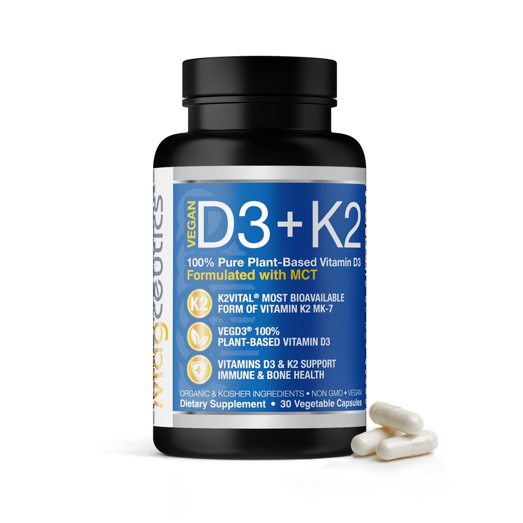 Vitamina D3 K2 con MCT, 5000 IU Vegan D3 & 100 mcg MK7 K2, Support Strong Bones and Immune Health - 30 capsule (30 giorni di alimentazione)