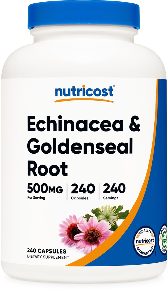 Nutricost Echinacea & Goldenseal Root, 500mg, 240 Capsule - Caps vegetariani, Non OGM, Gluten Free