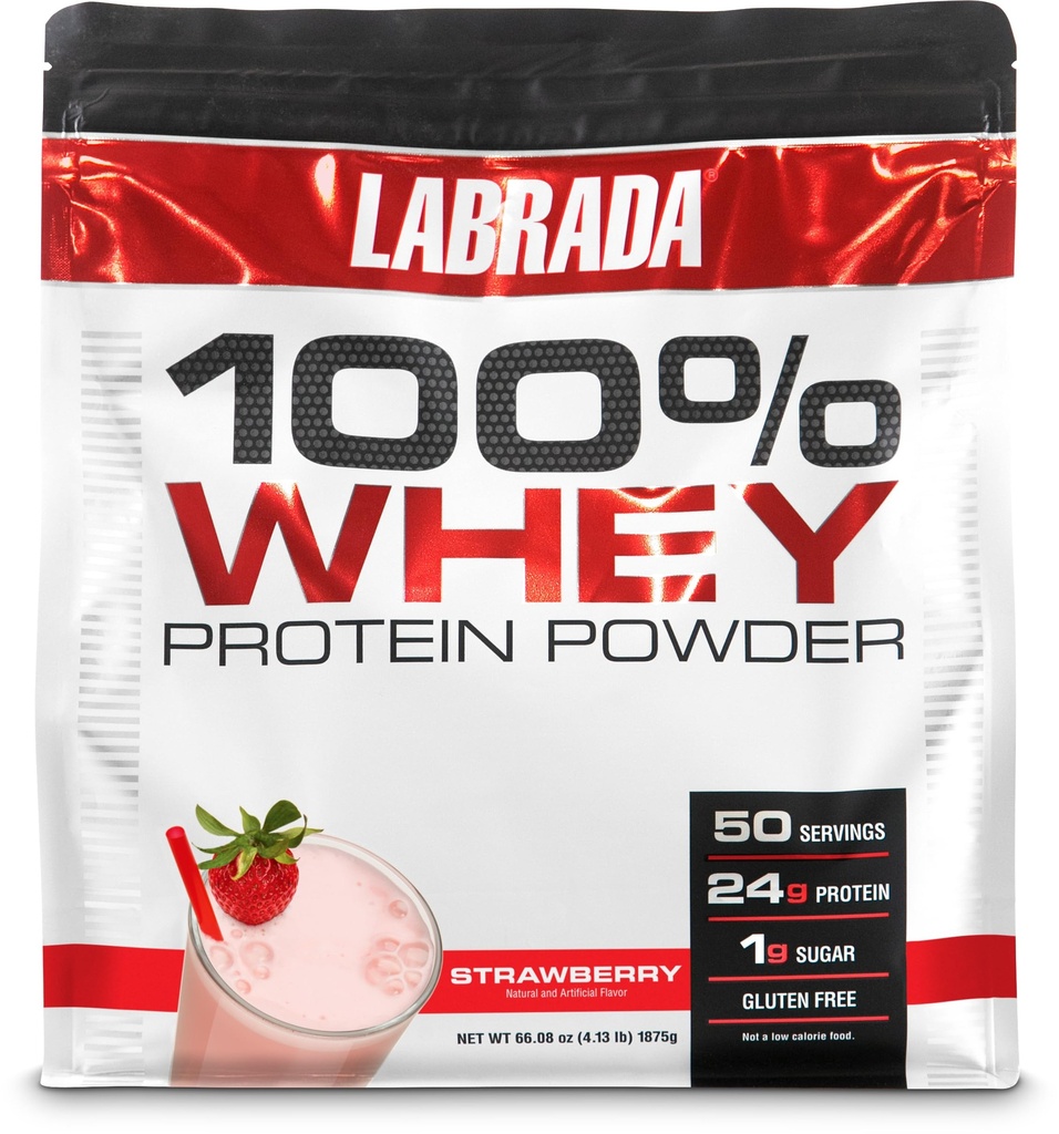 Labrada Nutrition 100% Whey Protein Powder, Fragola, 4.13 lb
