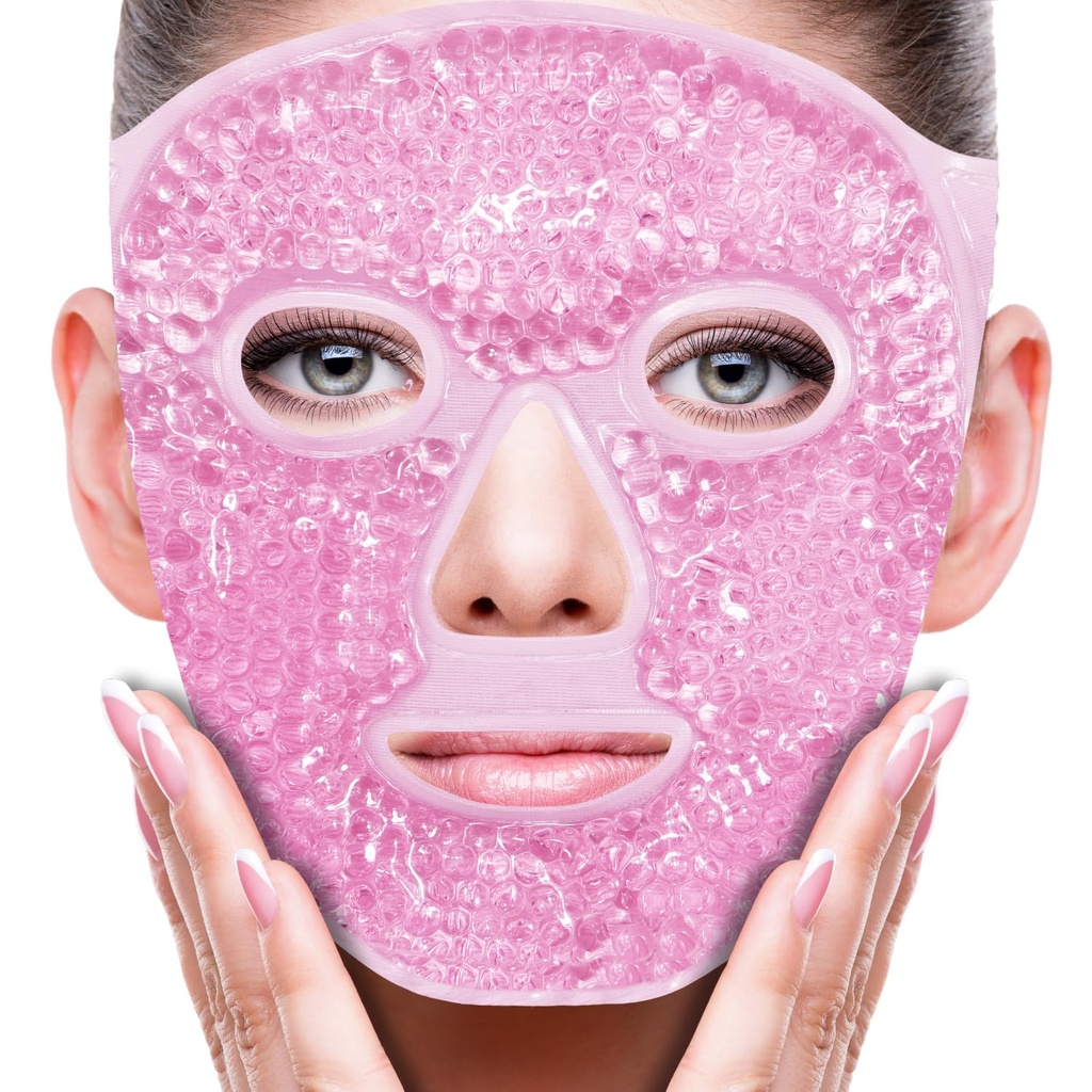 ZNÖCUETÖD Face Eye Mask Ice Pack per la riduzione del poffiness, Bags Under Eyes, Puffy Dark Circles, Migraine,Hot/Cold Pack con Soft Plush Backing (Pink #19)
