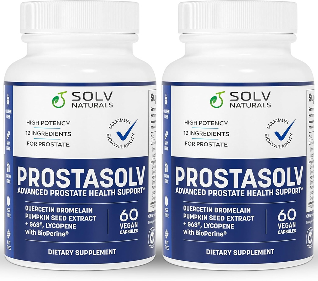 PROSTASOLV Advanced Prostatitis | CPPS Supplement, Vegan Capsule, Quercetin Bromelain, Pumpkin Seed Extract, Lycopene, BioPerine per la salute pelvica (2)
