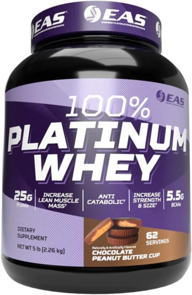 EAS 100% Platinum | 3 proteine del siero ultra-Platinum | Aumentare la dimensione e la resistenza | 25g Protein, 5.5g BCAA | 5 Pound (Chocolate Peanut Butter Cup)