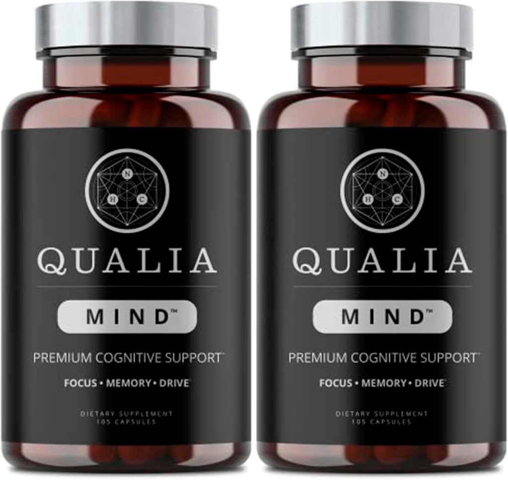 Qualia Mind Nootropics 105 ct 2-Pack | Top Brain Supplement per Memoria, Focus, Energia Mentale e Concentrazione con Ginkgo biloba, Alpha GPC, Bacopa monnieri, DHA & More, (6 Week Supply)