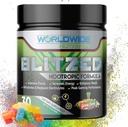 In tutto il mondo Nutrizione Blitzed Nootropic Formula - Tutta la polvere di miscela di energia naturale - Integratori di cervello per la memoria e la messa a fuoco - Migliorata messa a fuoco e supplemento di energia - Gomma Candy Flavor - 30 Serve