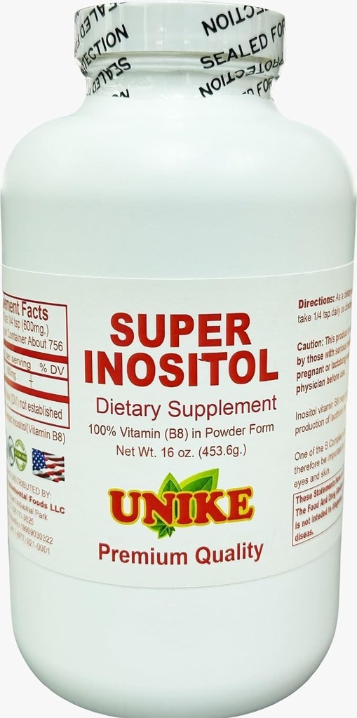 Super Inositol Integratore alimentare| Inositol (Vitamina B8) Polvere per equilibrio ormonale, fertilità e supporto ovarico| Gluten Free, Vegan 16 Oz (Pack of 1)