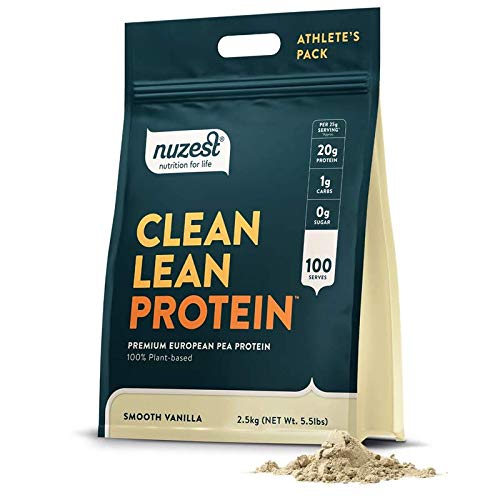 Nuzest - Pea Protein Powder - Clean Lean Protein, Premium Vegan Plant Based Protein Powder, Dairy Free, Gluten Free, OGM Free, Protein Shake, Smooth Vanilla, 100 Servings, 5.5 lb