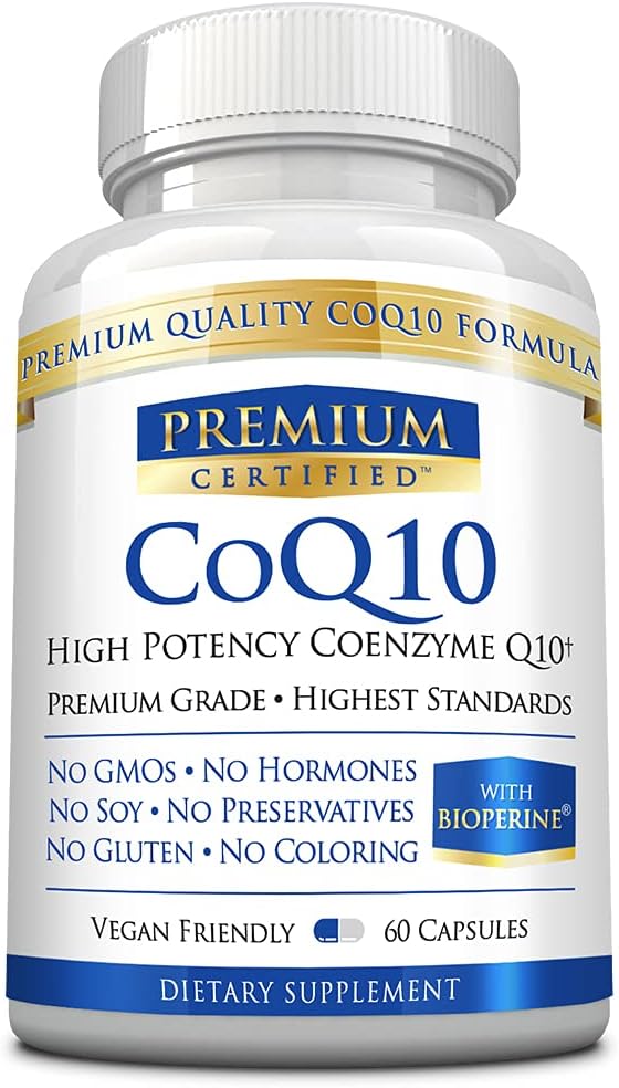 CoQ10 - Coenzima Q10 300mg con olio MCT e Piperina - Assorbimento rapido - Aumentare i livelli di antiossidanti, migliorare l'energia, sostenere il cardio e la fertilità - 60 capsule - Vegan Friendly