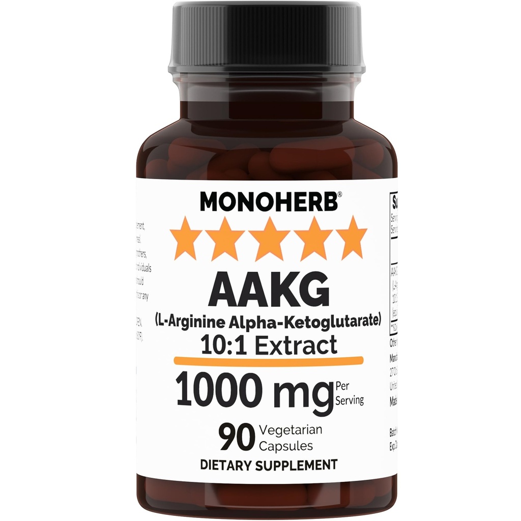 MONOHERB AAKG - L-Arginina Alpha-Ketoglutarate - 1000 mg - 90 capsule vegetariane