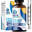 Collage liquido e biotina, 2 Fl. Oz, Integratori di collagene ultra-forza per le donne, Biotina testata di terze parti per la crescita dei capelli Donne, Unghie e Vitamine di pelle B7 Collageno Peptidi – Vanilla Flavor