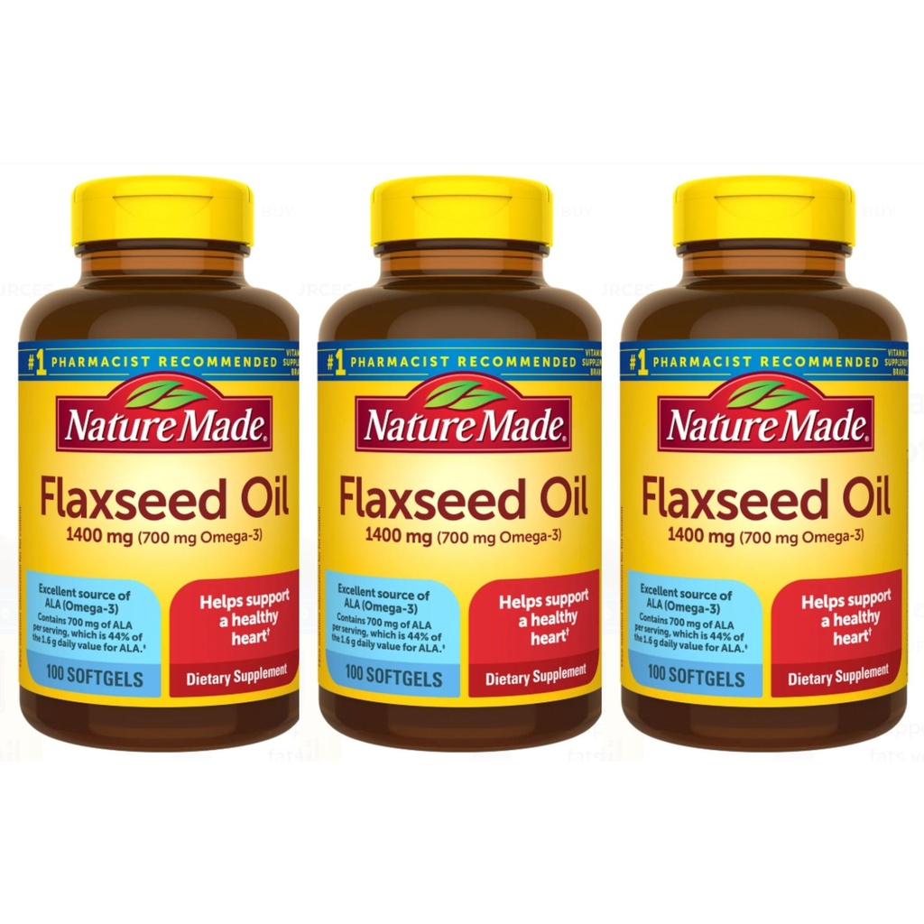 Olio di semi di lino biologico 1400 mg 700mg Omega 3 100 Liquid Softgels 3 PACK