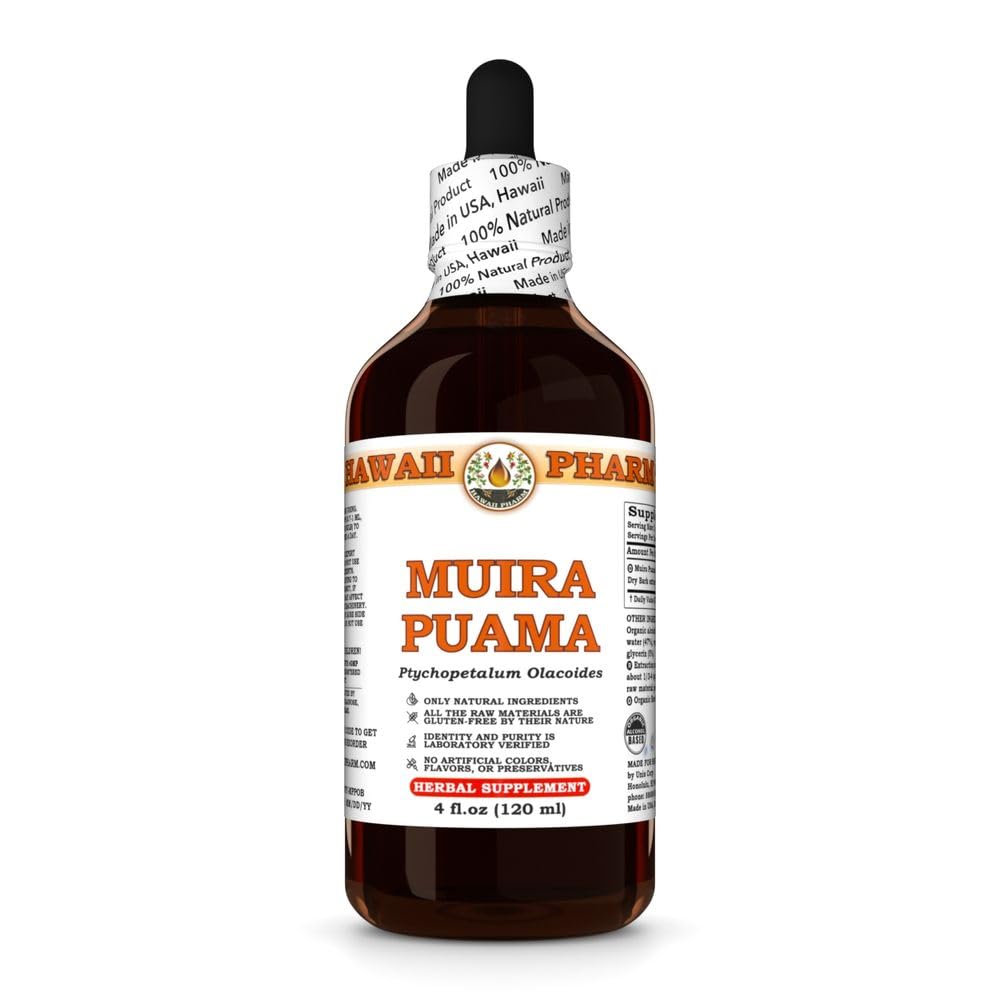 Hawaii Pharm Muira Puama Extract, Tincture for Boosting Desire and Energy, Supporta la Memoria, Promuove la calma, Migliora la Circolazione, Riduce Dark Circles, Incoraggia Vitality - 4 fl.oz