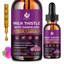 Integratore di cardo al latte per la pulizia del fegato Detox & Repair, Gocce di disintossicazione del fegato con semi di Thistle di latte organico, estratto di carciofo, dadelion, curcuma e vegano, non OGM, senza glutine (2 pacchetto, 1 Fl Oz)
