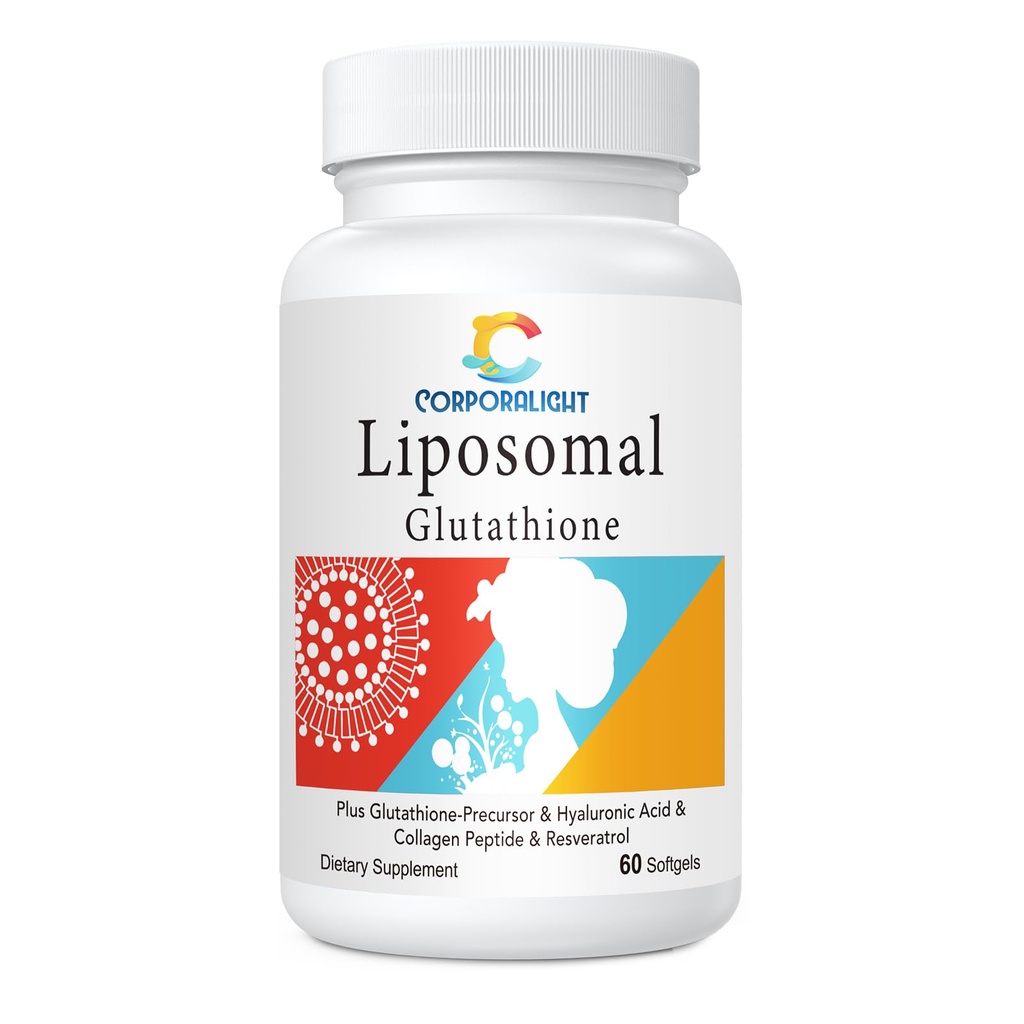 Liposomal Glutathione Softgels, Absorbimento potenziato - Consegna Liposomal, Forma attiva L-Glutathione, Cellulare, Funzione Immune & Detox Liver, Ricco in Formula Antiossidante, Gluten Free, 60 Softgels