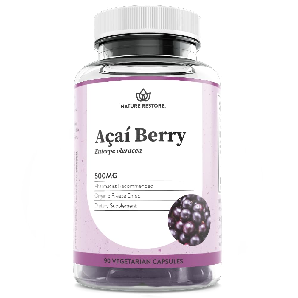 Estratto di bacche di Acai Organico Ripristino della natura, Freeze Dried, 90 Acai capsule di bacche, Non OGM, Gluten Free, Vegan