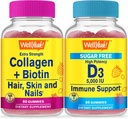 WellYes Collagen+Biotin + Vitamina D3 5000 IU Sugar Free, Gummies Bundle - Grande degustazione, Integratore di vitamina, Gluten Free, OGM Free, Gummy masticabile