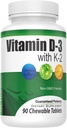 Vitamina masticabile D3 (2000 IU) + K2 (MK7 75mcg) | 90 Contare facili compresse masticabili per l'assorbimento più alto | Benefici Cuore, Bones, Pelle, Salute dentale, Regola la funzione immunitaria | GL Nutrition