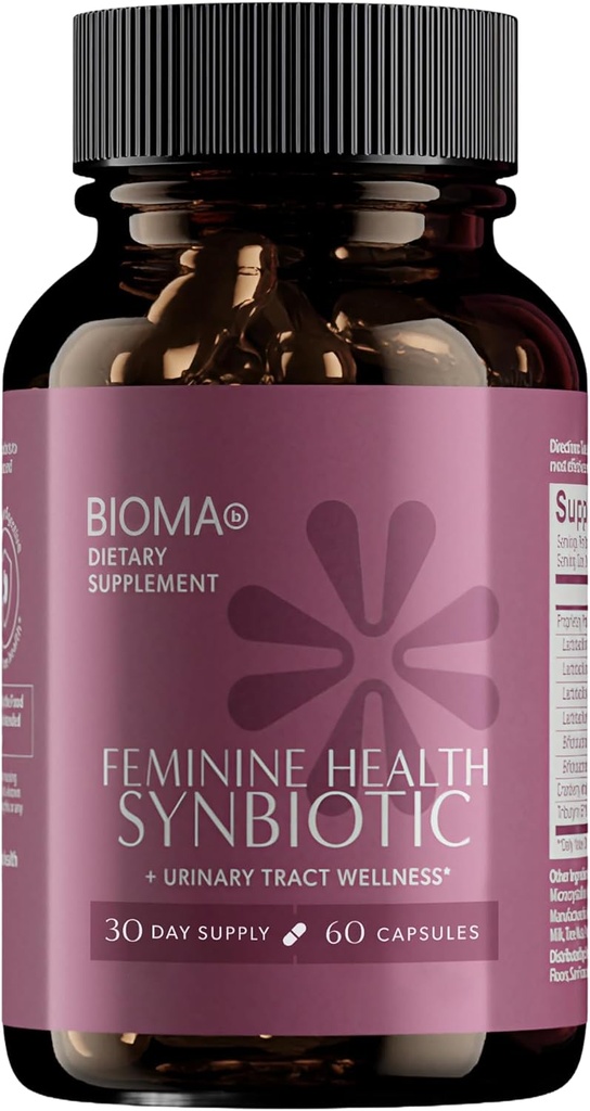 BIOMA Feminine Health Synbiotic - Supplemento per la salute delle donne per il pH vaginale sano, Tratto urinario e supporto digestivo - con Probiotici, Mirtillo & Tributyrin - 60 capsule (30-Day Supply)