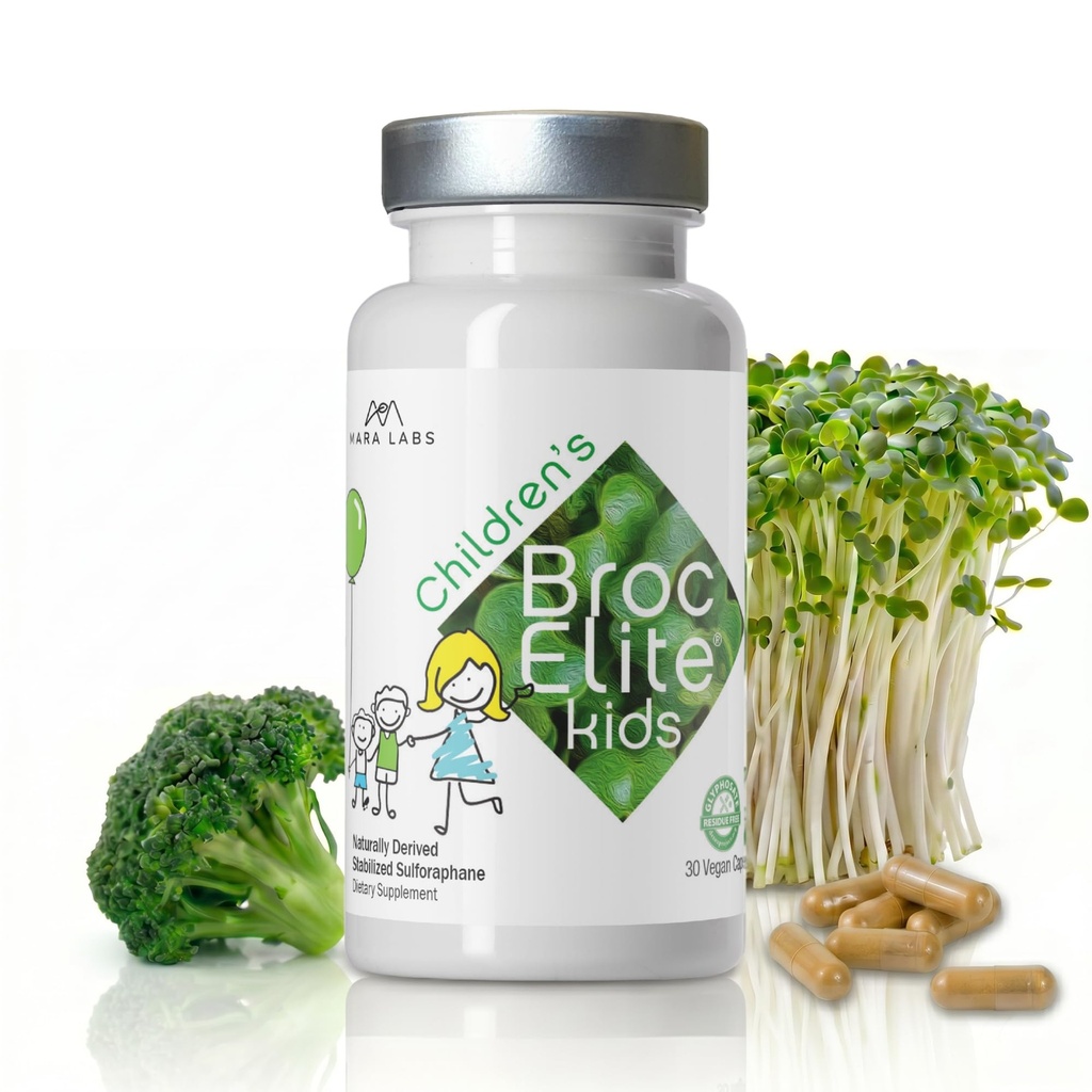 Mara Labs Kids | Broccoli Supplemento w/Naturally Stabilized Sulforaphane Extract for Children | No Glyphosate Residue | 30 Vegan Capsules