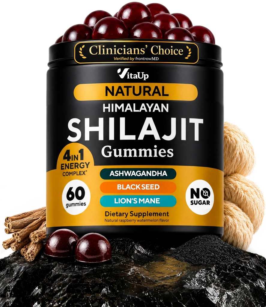 Himalayan Shilajit Gummies per gli uomini e le donne - Pure Shilajit per gli uomini Gummies - Integratori di pancia senza zucchero con acido Fulvic - Affinamento sano, Immune & Energy Support - 60 Conte