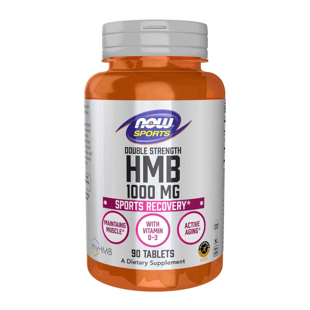 NOW Alimenti Nutrizione sportiva, HMB (β-Hydroxy β-Methylbutyrate), Doppia resistenza 1.000 mg, 90 compresse