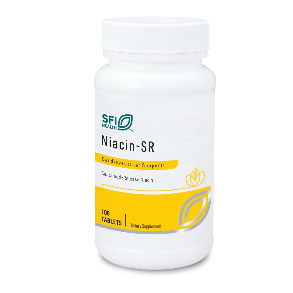 Klaire Labs SFI Health Niacin-SR - 500 Milligrammi Rilascio Sostenibile Vitamina B3 per contribuire ad evitare l'influenza, Dose e soluzioni anallergiche regolabili (100 compresse Scored)
