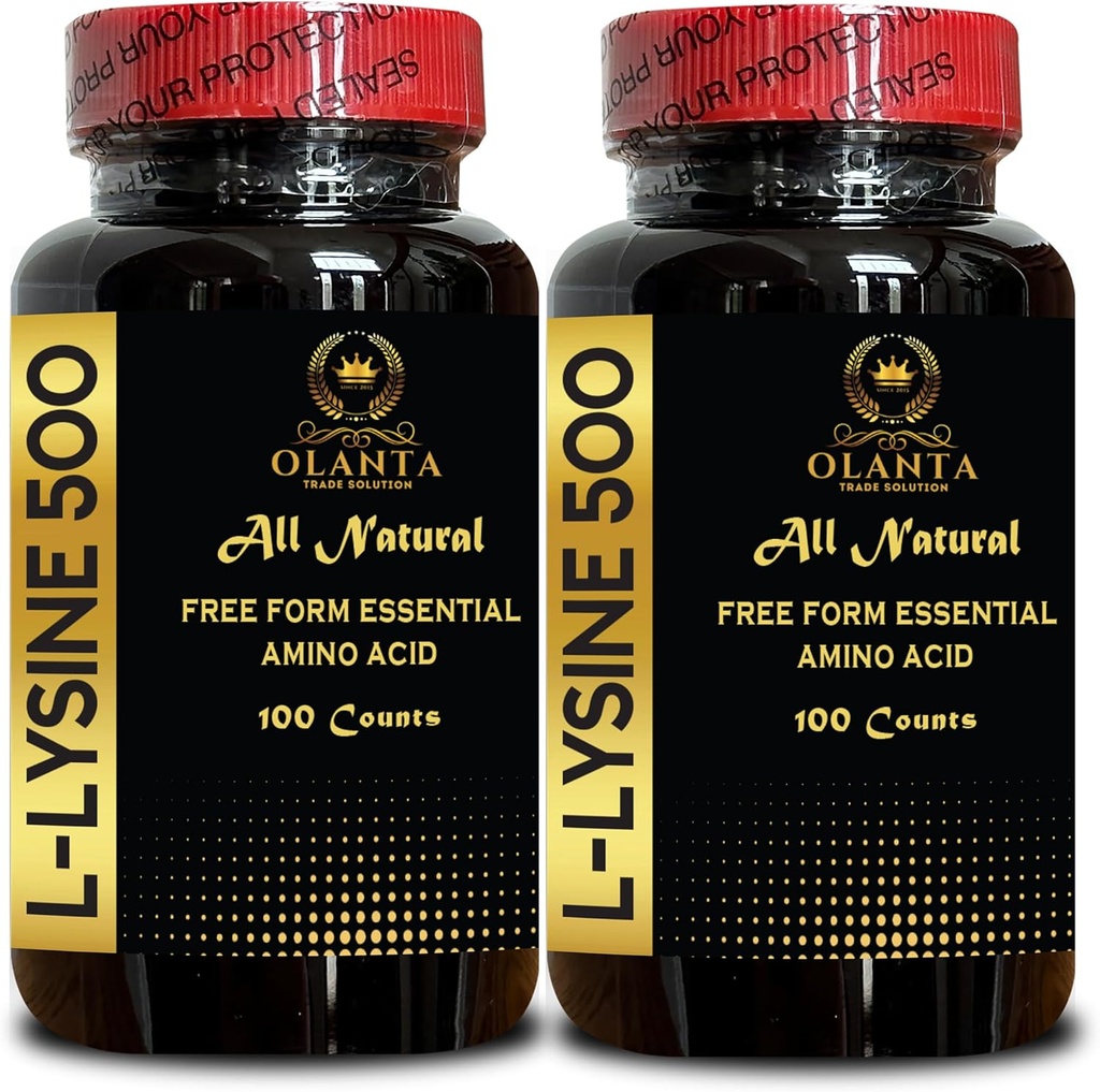L-LYSINE 500 - Integratore naturale Promuovere il supporto di stress & Nervous System Health, L-Lysine HCl, assunzione giornaliera di lisina, produzione di energia, supplemento di vitamina di aminoacido - 2 bottiglie 200 conteggi