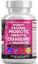 Probiotici vaginali per le donne con mirtillo, D-Mannose, prebiotici, pH Balance Support, Feminine Health, Urinary Tract Cleanse – Capsule Alternative a Gummies – 60 Conte