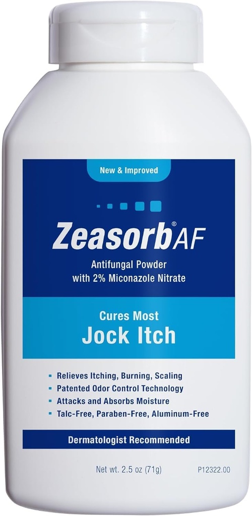 Zeasorb Super Absorbent Antifungal Trattamento Polvere per Jock Itch 2.5 oz di Zeasorb-Af
