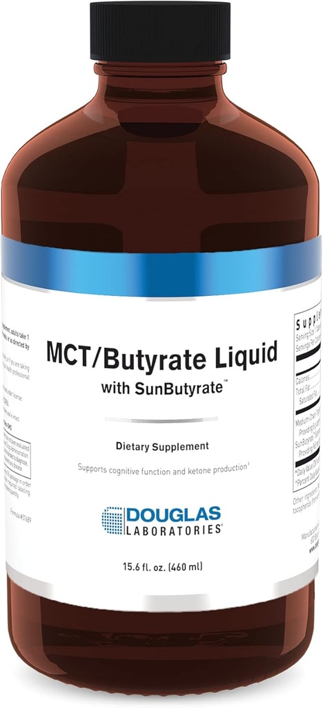 Douglas Laboratories MCT/Butyrate Liquid con SunButyrate | Fornisce acido caprilico altamente concentrato e acido butirrico in un liquido piacevole | 15.6 fl. oz.