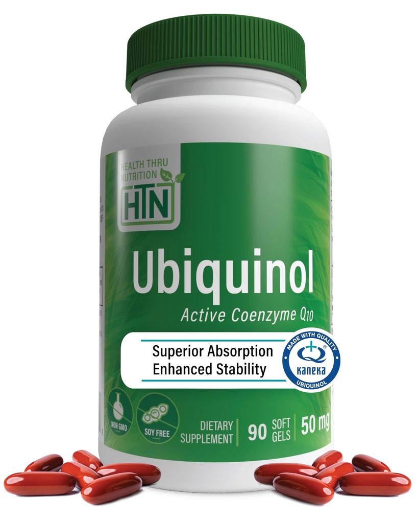 Alimentazione Ubiquinol 50mg 90 Softgels come Kaneka QH ridotto CoQ-10 | Stabilizzato - 3rd Party Testato | Biodisponibilità potenziata | Cardiovascolare & Mitochondria Function Support | Non OGM